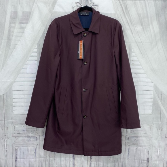 Murano Medium Blue Purple Solid Reversible Trench Coat Lightweight Jacket Button - Picture 2 of 14